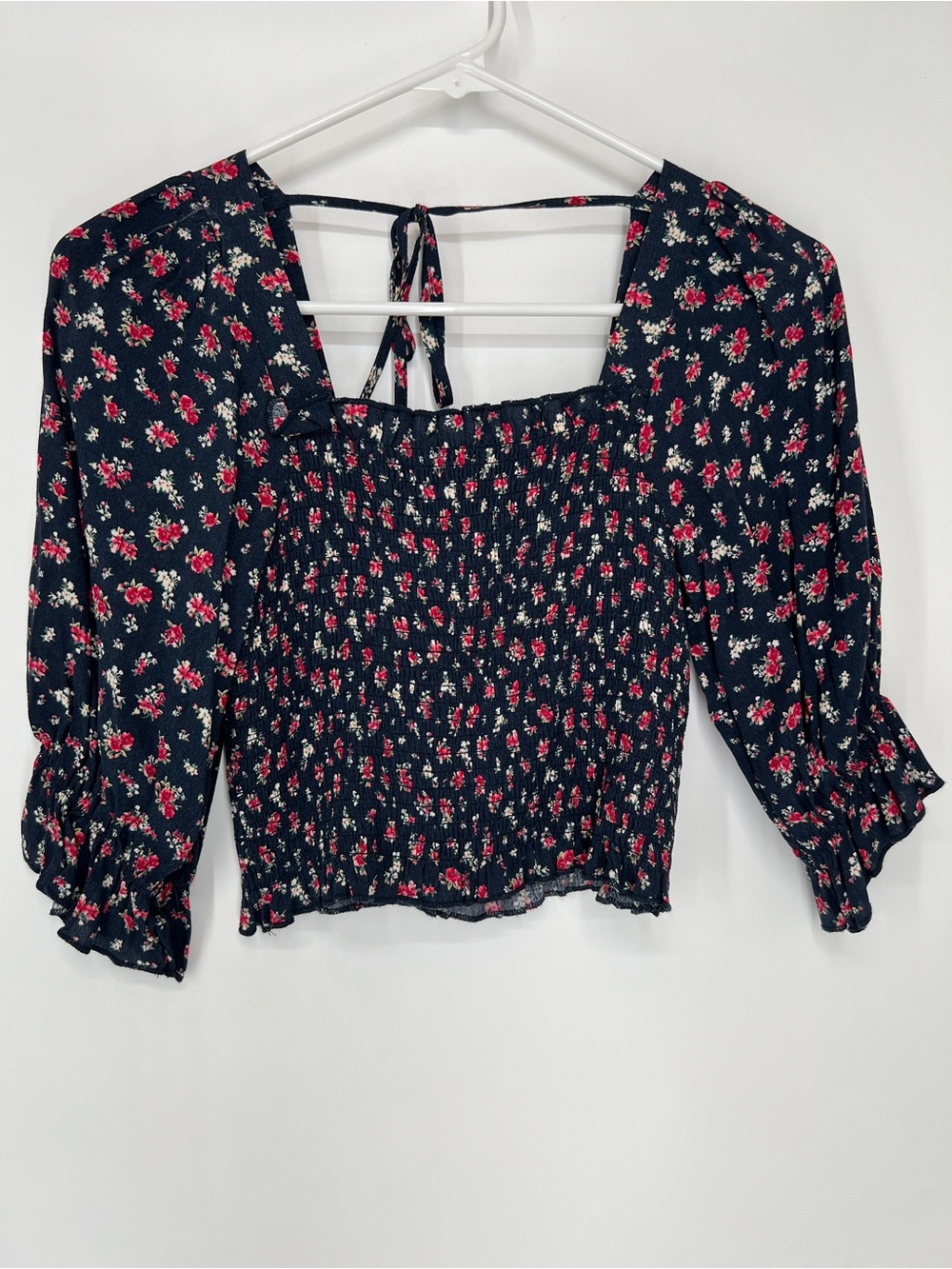 Francesca’s Jun & Ivy Smocked Square-Neck Floral Peasant Top -